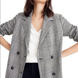 Trendy Designer Plaid Blazer - Brown Buttons